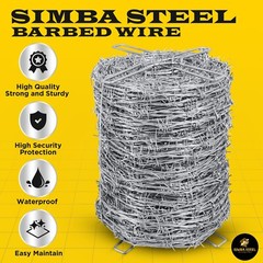 4-Point Barbed Wire Roll | 5″ Spacing, 16 Ga | 328 FT – 330 FT (100m) SIMBASTEEL