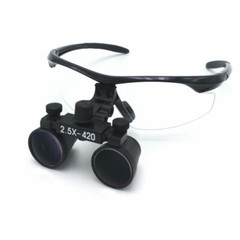 Dental 2.5X Binocular Loupes with 3W LED Head Light Aluminum Box Black US STOCK