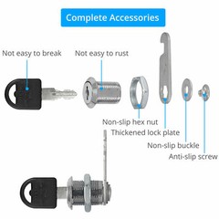 20mm Cylinder Cam Key Locks Tool Box File Cabinet Desk Drawer 4Pcs/Set w/ 8 Keys