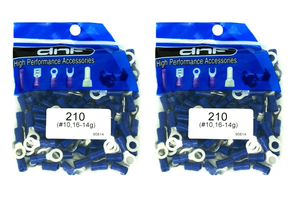 200 PACK 16-14 GAUGE AWG GA BLUE CAR GROUND WIRE RING TERMINALS CONNECTORS #10