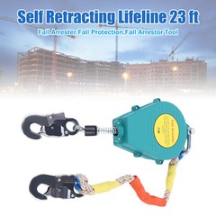 23ft Self Retracting Lifeline Lanyard Fall Arrester Protection+Hook Rope 330lbs