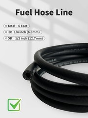 YAMAKATO 1/4 Inch ID Fuel Line Hose Reinforced 6 Feet 6 Feet, Black