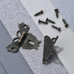 44x50mm Wooden Case Box Butterfly Shape Hasp Lock Latch with Screws