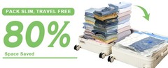 15 Pack Vacuum Seal Bags for Clothing Travel with -60000Pa USB Pump, Save 80% of