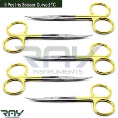 5 Pcs New German Iris Scissors TC 4.5″ Curved Surgical Dental Surgery Instrument
