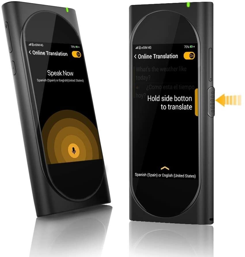 2-in-1 AI Translator Device & Voice Recorder Transcriber, 100+ Languages
