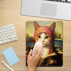 NiHome Oil Painting Mouse Pad for Work and 10.2L x 8.2W inches, Mona Lisa Cat