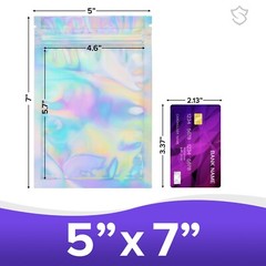 1000 QTY 5″x7″ Holographic Smell Proof Mylar Bags Resealable Packaging Zip Lock