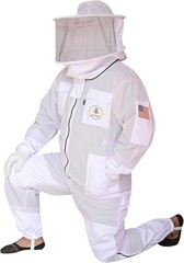 Heavyweight 3 Layer Bee Suit with Round Veil, Fencing Veil & Sting-Proof Gloves
