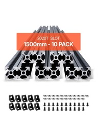 10PCS 59 in (1500 mm) T Slot 2020 Aluminum Extrusion Anodized Linear Rail