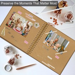 DIY Scrapbook Album 7×7 Inch, Hardcover Kraft Paper 7 Inch 40 Pages, Khaki