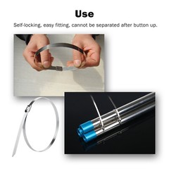 100PCS 150mm Metal Zip Ties Stainless Steel Heavy Duty Self-Locking Cable Ties