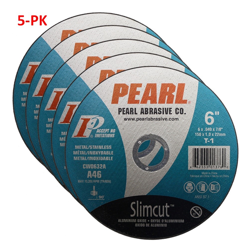 5-PK Pearl Abrasive CW0632A Slimcut-40 Cut-off Wheel 6 x .040 x 7/8 US Seller