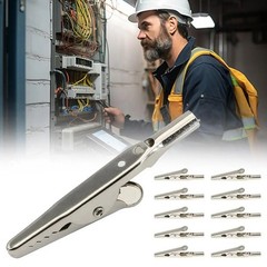 10-Pack 51mm Stainless Steel Alligator Clips for Electronic Testing