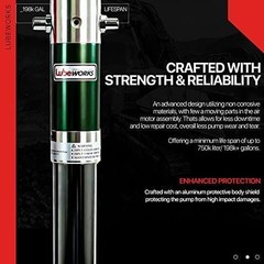 Lubeworks Oil Transfer Drum Pump Double Action 5:1 Fast Flow Rate 6.6GPM / 25LPM