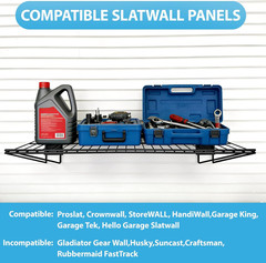 Heavy Duty 24″ Slat Wall Wire Shelves – 4 Pack Garage Storage Solution
