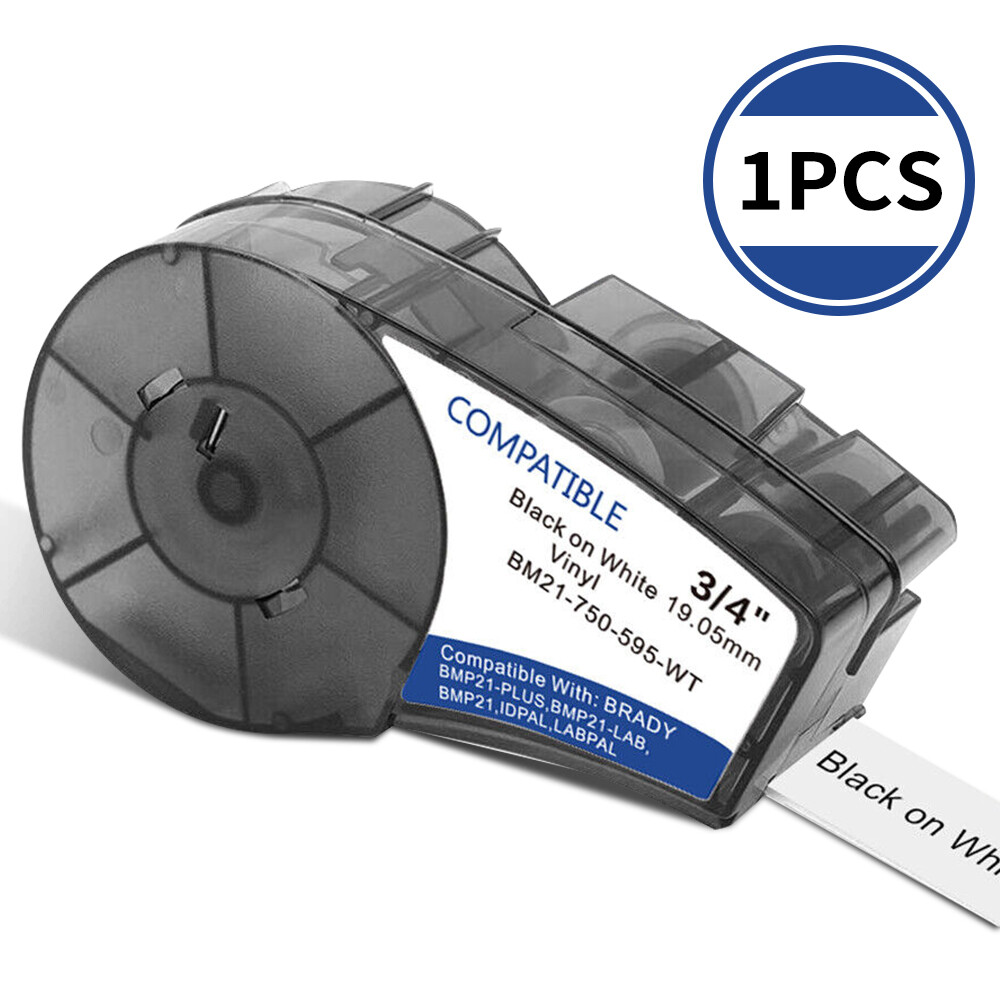 1PK M21-750-595-WT For Brady BMP21 White Label Tape Cartridge Vinyl 3/4″ x 21′