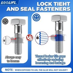 Threadlocker Blue, Thread Lock Medium Strength Lock Tight for Nuts, Bolts, Faste