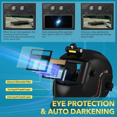TRQWH True Color Auto Darkening Welding Helmet with Light & Helmet Headband