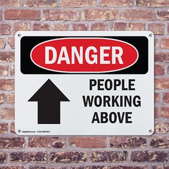 (2 Pack) People Working Above OSHA Danger Sign Decal Metal Plastic