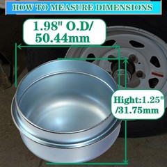 4pcs 1.98” Trailer Hub Dust Caps, Bearing Center Replacement Size: 4pcs 1.98
