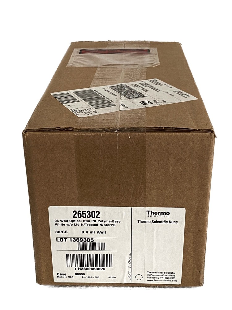 (30/Cs) THERMO 96-Well 0.4mL PS White Plates Optical Polymer Clear Bottom 265302