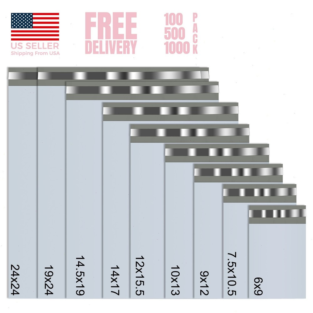 6×9 9×12 10×13 12×15.5 14.5×19 19×24 24×24 Poly Mailers Self Seal Shipping Bags