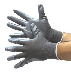 36 Pairs Gray Nylon Work Gloves w/ Gray Nitrile Palm Finger Coating S, M, L, XL