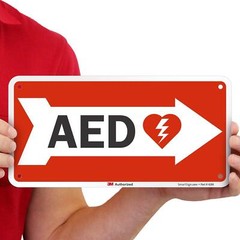 5″x10″ AED Sign with Right Arrow Durable Plastic First Aid Safety Directional