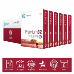 HP Printer Paper Premium 32lb, 8.5×11, 100 Bright, 6 Ream Case, 3000 Sheets