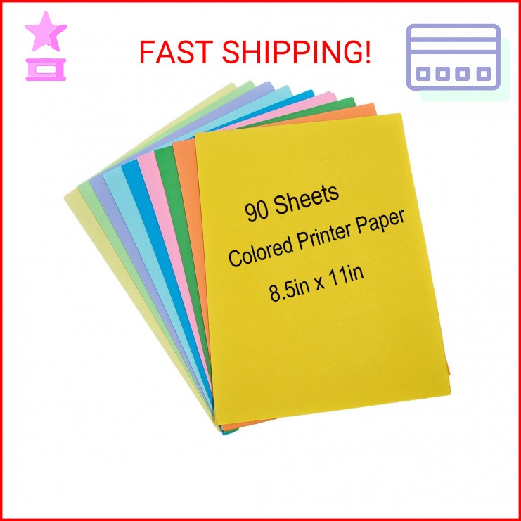 Colored Copy Paper 8.5 x 11 Printer Paper, 90 Sheets Colorful Paper Letter Size,
