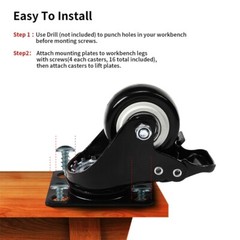 4PCS Heavy Duty Dolly hand truck Caster Wheels With Brake Top Plate 2 Inch