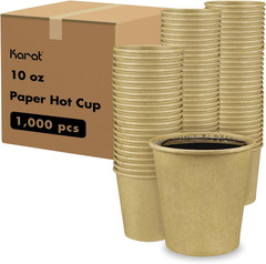 10 Oz Coffee Cups, Disposable Paper Hot Cups Kraft, 90Mm, 1000Ct | C-K510K, Doub