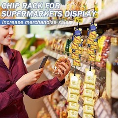 Hanging Merchadise Strips with Hooks,31 Inches Chip Display Rack Stand 120 Clips