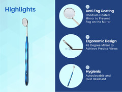 Dental Mirror Set of 5 Blue Plasma Coated Cone Socket ARTMAN INSTRUMENTS