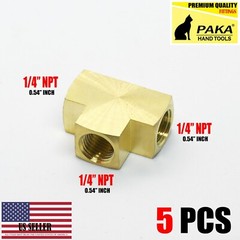 5 Pcs Brass Tee Fitting, 1/4″ x 1/4″ x 1/4″ NPT Female Pipe Fittings