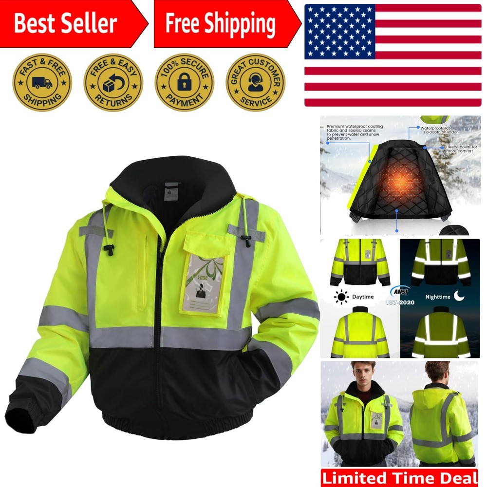 Multi-Use Reflective Construction Jacket – XL hi-vis Rain Gear for All Seasons