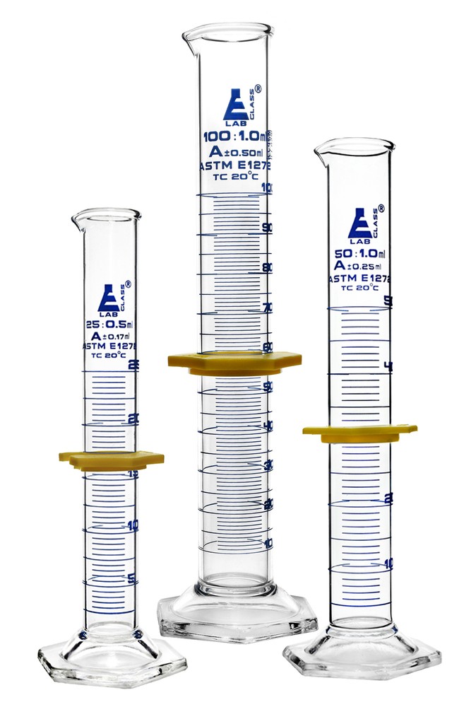 Eisco Labs Graduated Cylinder Set – 25ml, 50ml & 100ml – ASTM, Class A
