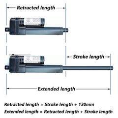 DC12V 3000N 660lb Linear Actuator Long Stroke 50-1000mm 2″ – 40” IP65 Waterproof