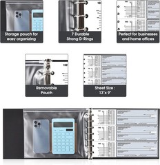 7 Ring Check Binder, 3-On-A-Page Business Checkbook Holder, 500 Checks Capacity,