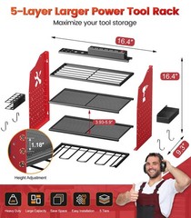 [2025 Upgraded] Power Tool Organizer Wall Mount with Charging Station, [5-Lay…
