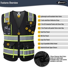 Hi Vis Reflective Safety Vests for Men Women High Visibility Vest with Pockets