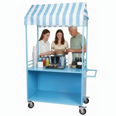 Candy Cart with Lockable Wheels Mobile Food Display Stand Dessert Cart W/ Canopy