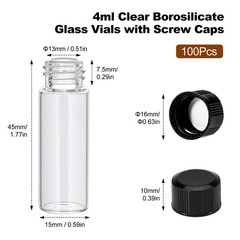 500x 4/10/30ml Glass Vials Amber/Clear Vials with Caps Small Lab Vials Sample