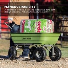 Gorilla Carts Poly Garden Dump Cart Camping Wagon, 600 Pound Capacity, Green