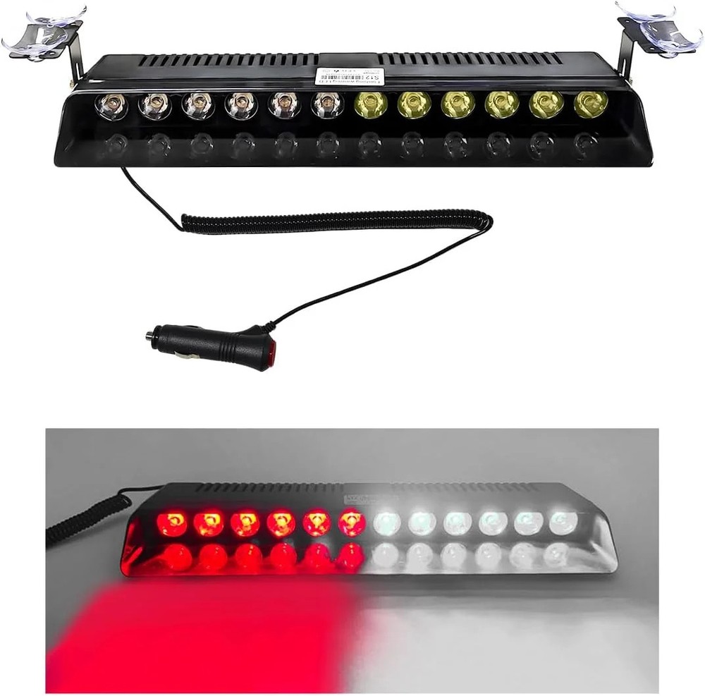 Car Emergency Strobe Light, 12V Windshield Dashboard Warning Flash Light with 12