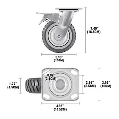 4PCS 6″ Heavy Duty Industrial Polyurethane Swivel Caster Safety Brake Wheels