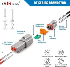 2 2 Pin DT Connector Kit 5 Sets, with Pin Removal Tool and Mounting Clips, S…