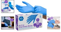 Comfortable Blue Nitrile/Vinyl Gloves – Powder-Free, Large Box of 100 for Safety