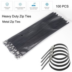 Metal Zip Ties 11.8inch 100pcs 304 Stainless Steel Locking Cable Ties Heavy Duty